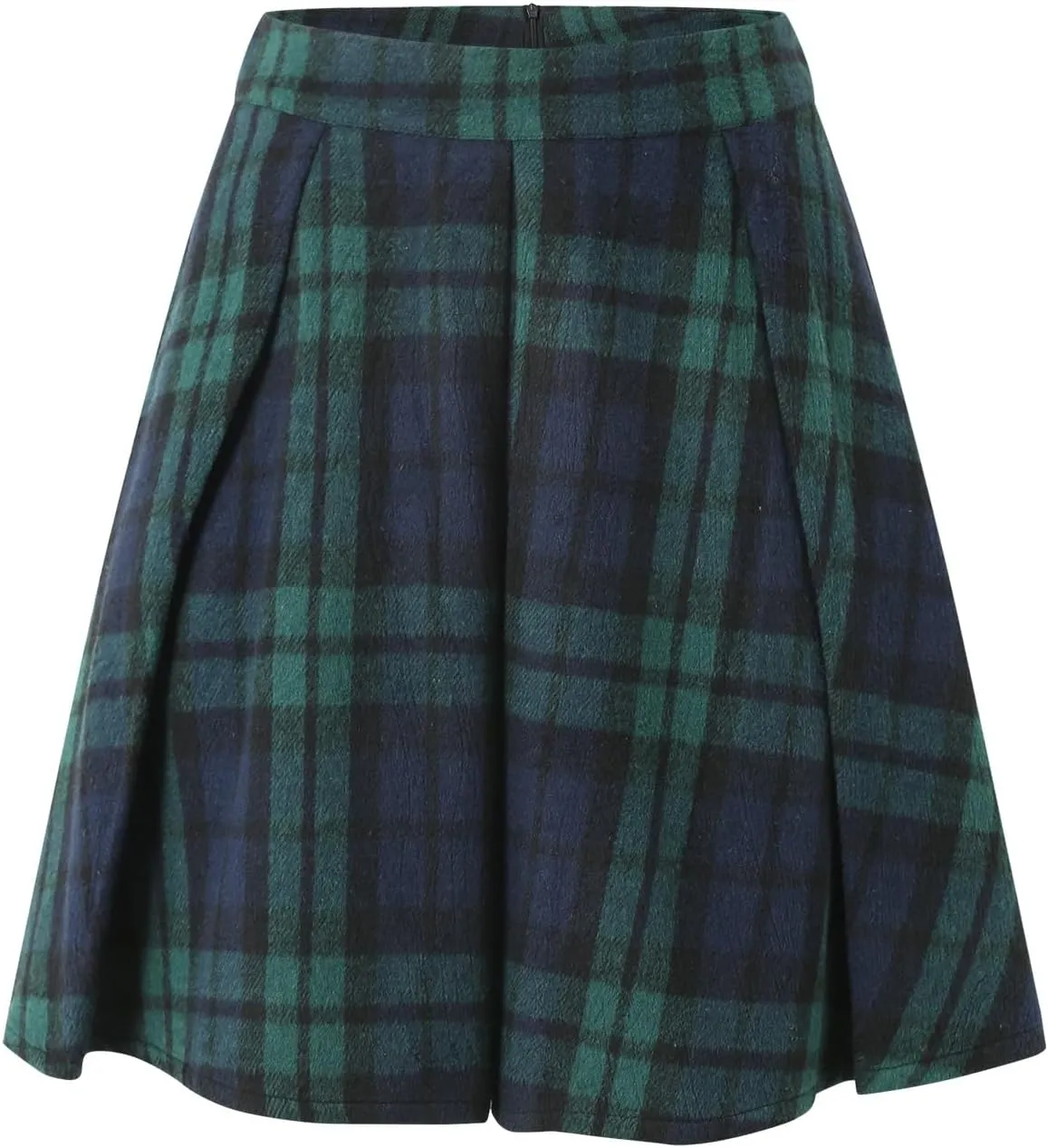Plus Size Plaided Skirts for Womens High Rise Pleated Zipper Umbrella Skirt Summer Casual Loose Comfy Mini Skirts
