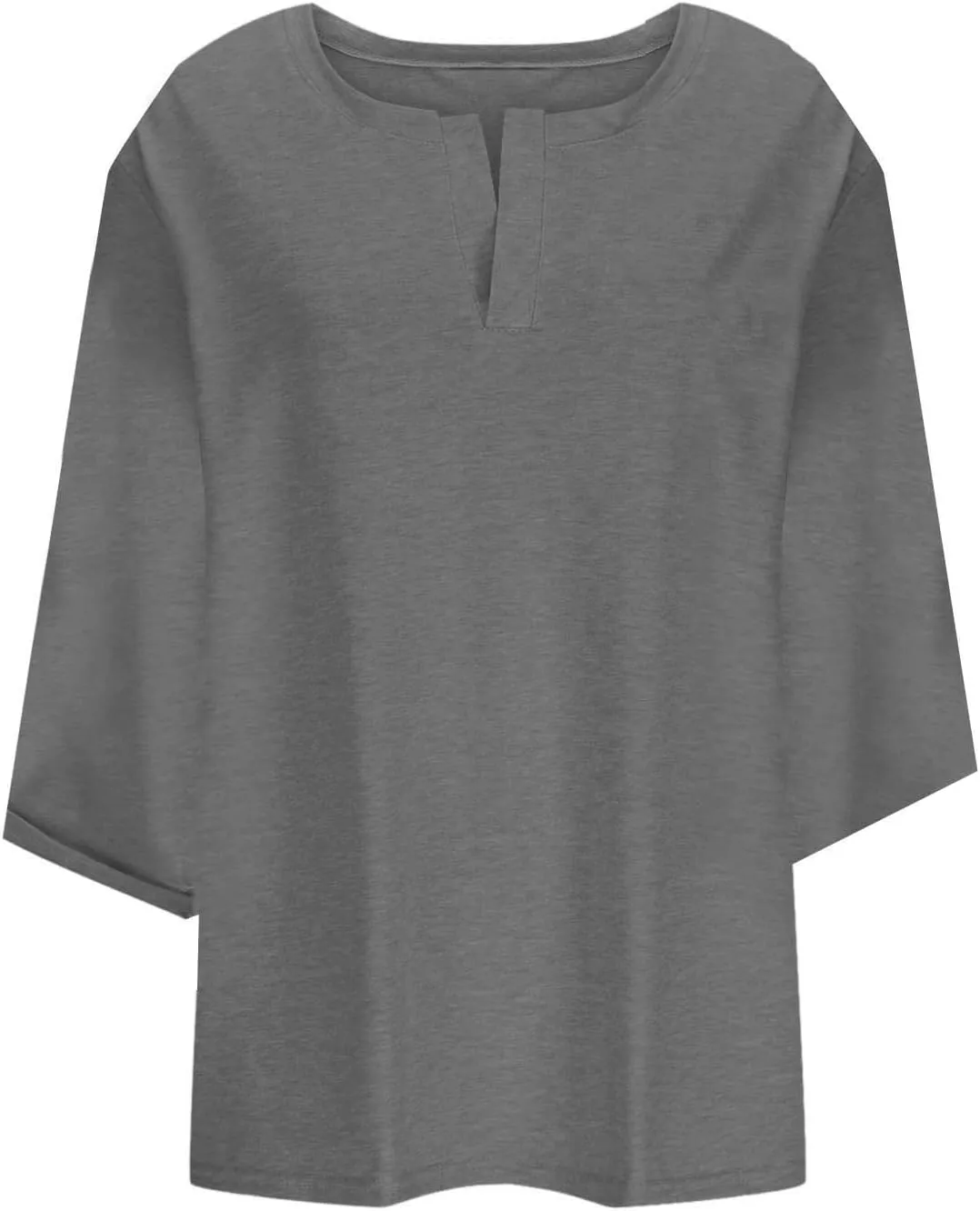 Plus Size T Shirts for Women Loose Fit 3/4 Length Sleeve Tops Oversized Cute Tees Summer V Neck Blouses