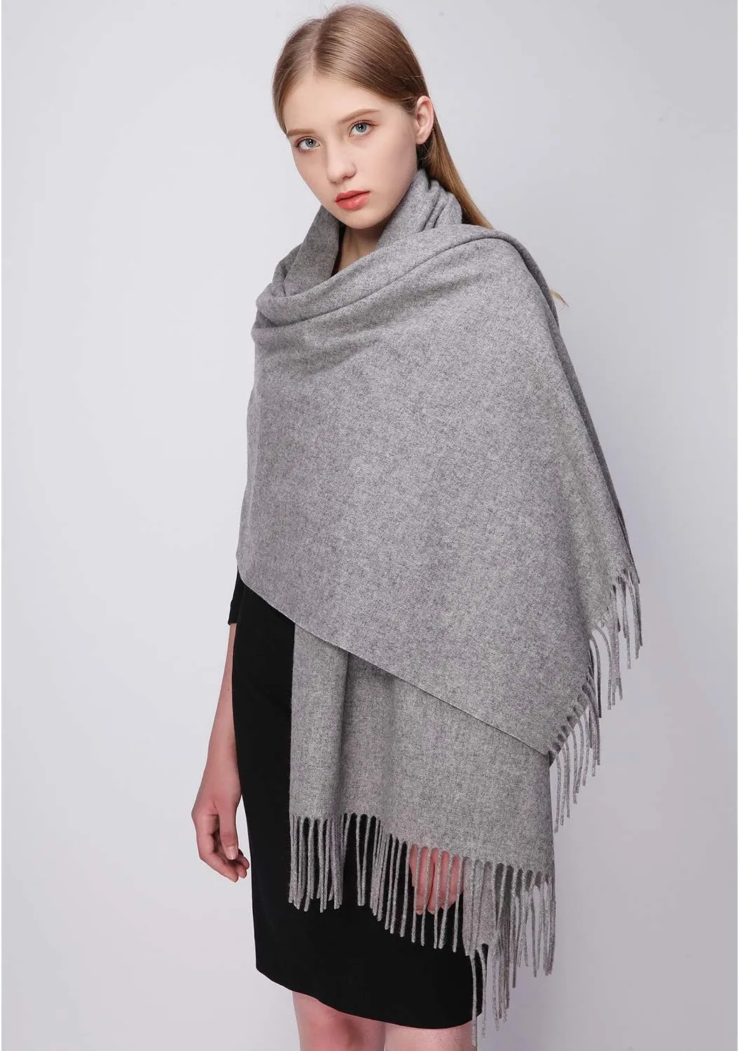 RIIQIICHY 100% Wool Scarf Pashmina Shawls and Wraps for Women Cashmere Warm Winter More Thicker Soft Scarves