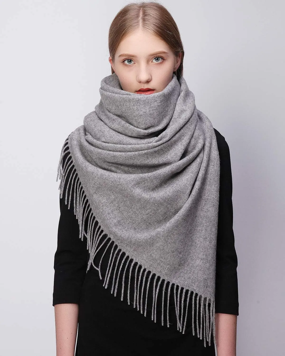 RIIQIICHY 100% Wool Scarf Pashmina Shawls and Wraps for Women Cashmere Warm Winter More Thicker Soft Scarves