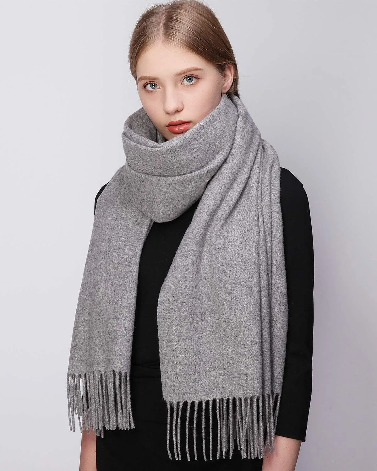 RIIQIICHY 100% Wool Scarf Pashmina Shawls and Wraps for Women Cashmere Warm Winter More Thicker Soft Scarves