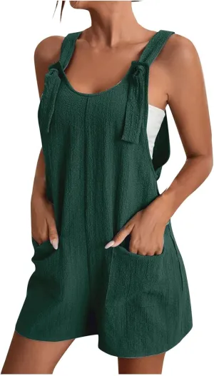 Rompers For Women Sleeveless Wide Leg Jumpsuits Adjustable Shoulder Straps Overalls Loose Fit Summer Beach Jumpers