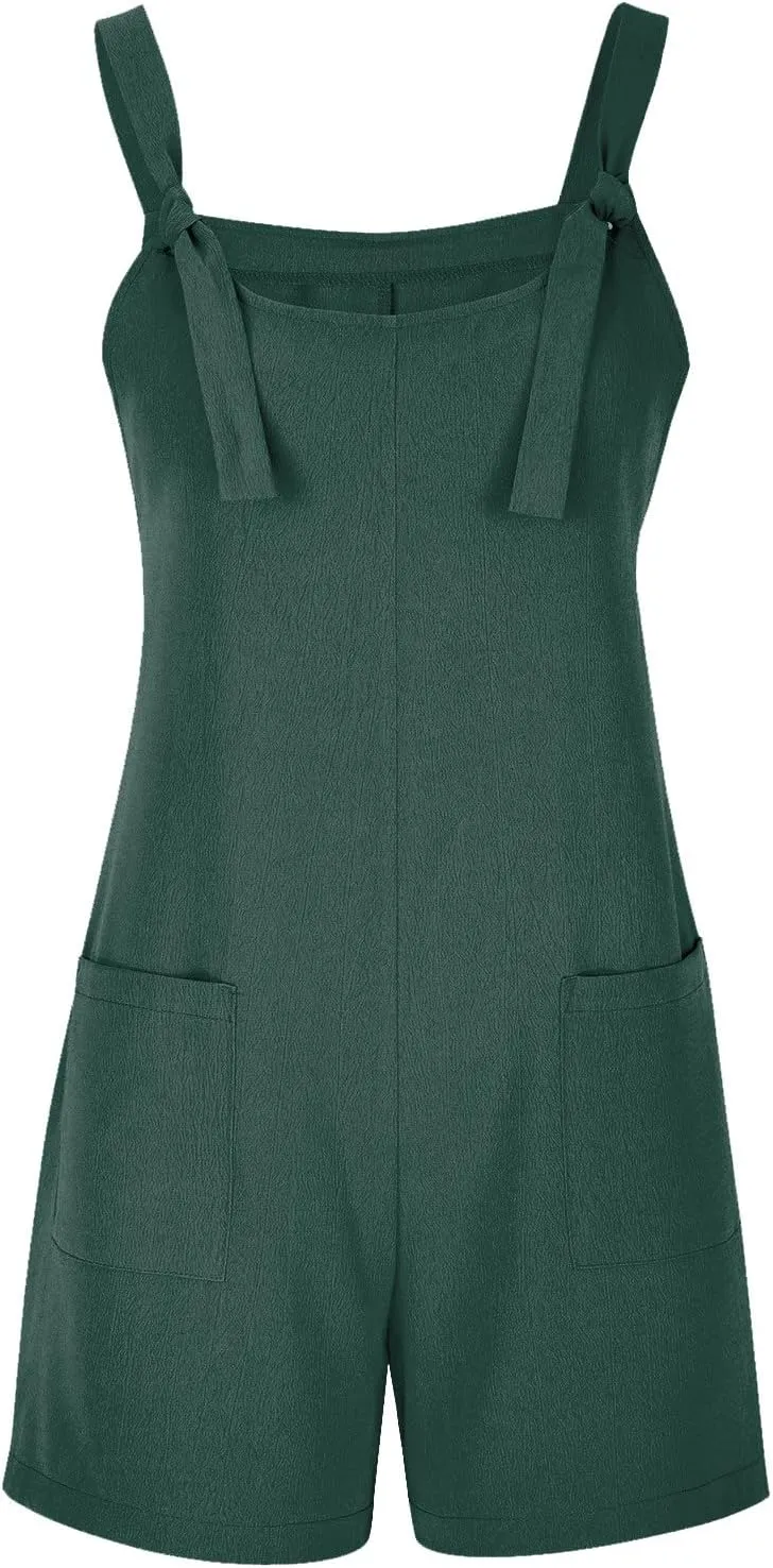 Rompers For Women Sleeveless Wide Leg Jumpsuits Adjustable Shoulder Straps Overalls Loose Fit Summer Beach Jumpers