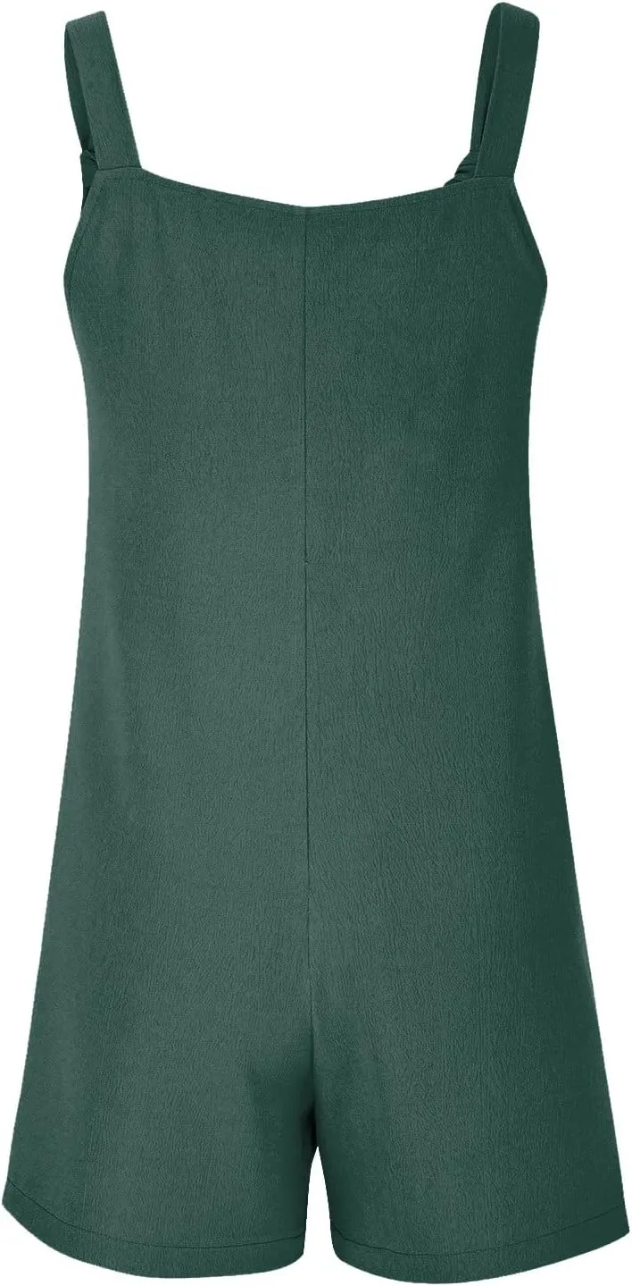Rompers For Women Sleeveless Wide Leg Jumpsuits Adjustable Shoulder Straps Overalls Loose Fit Summer Beach Jumpers