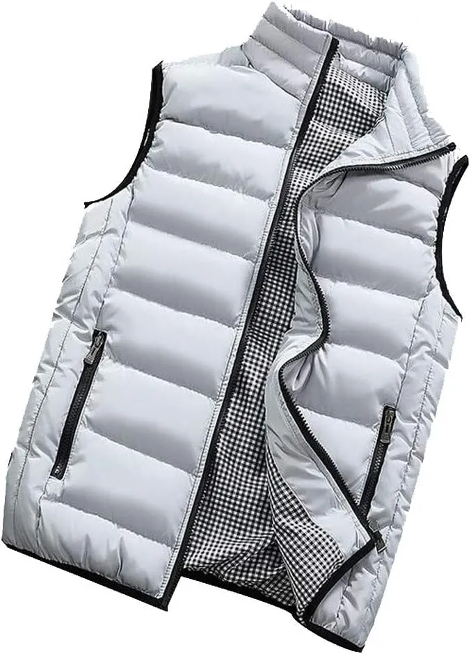 RTRDE Men's Puffer Vest Sleeveless Jacket Bubble Zipper Winter Outdoor Warm Water-Resistant Coat Vests Outerwear, S-5XL