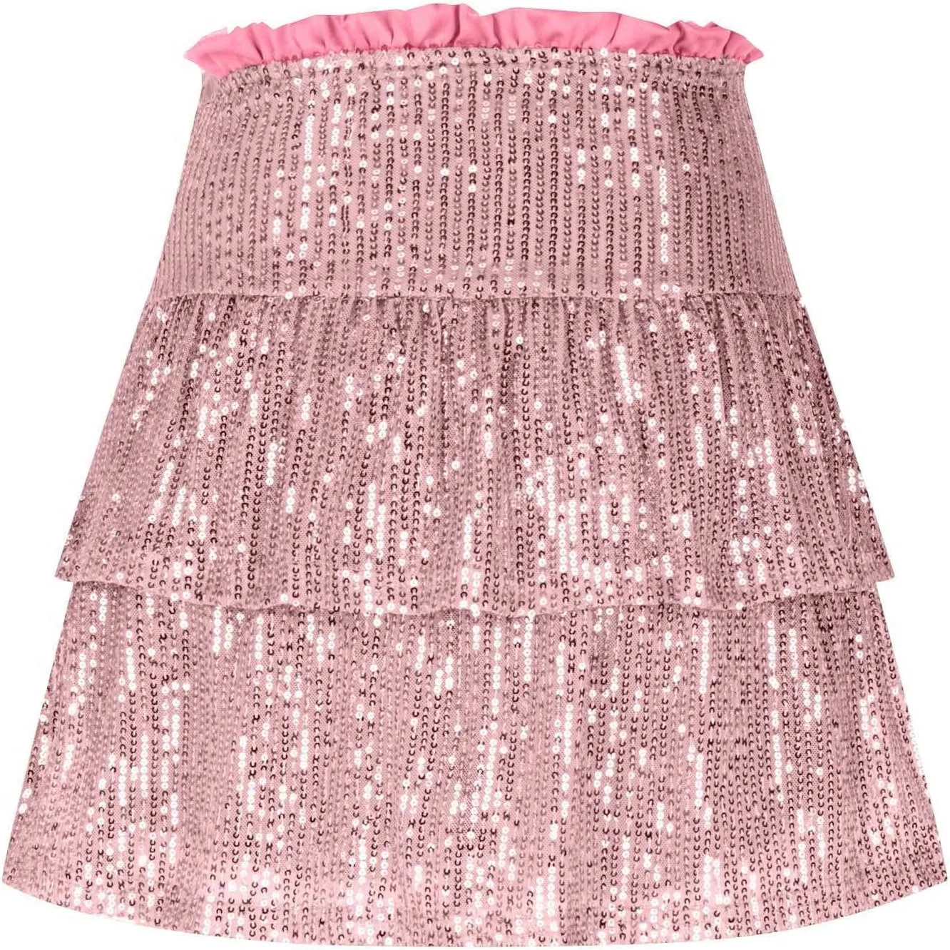 Sequin Skirt Women Glitter Mini Skirts Sparkle Short Skirt High Waist Ruffle Skirts Shiny Flowy Skirt Pleated Skirts