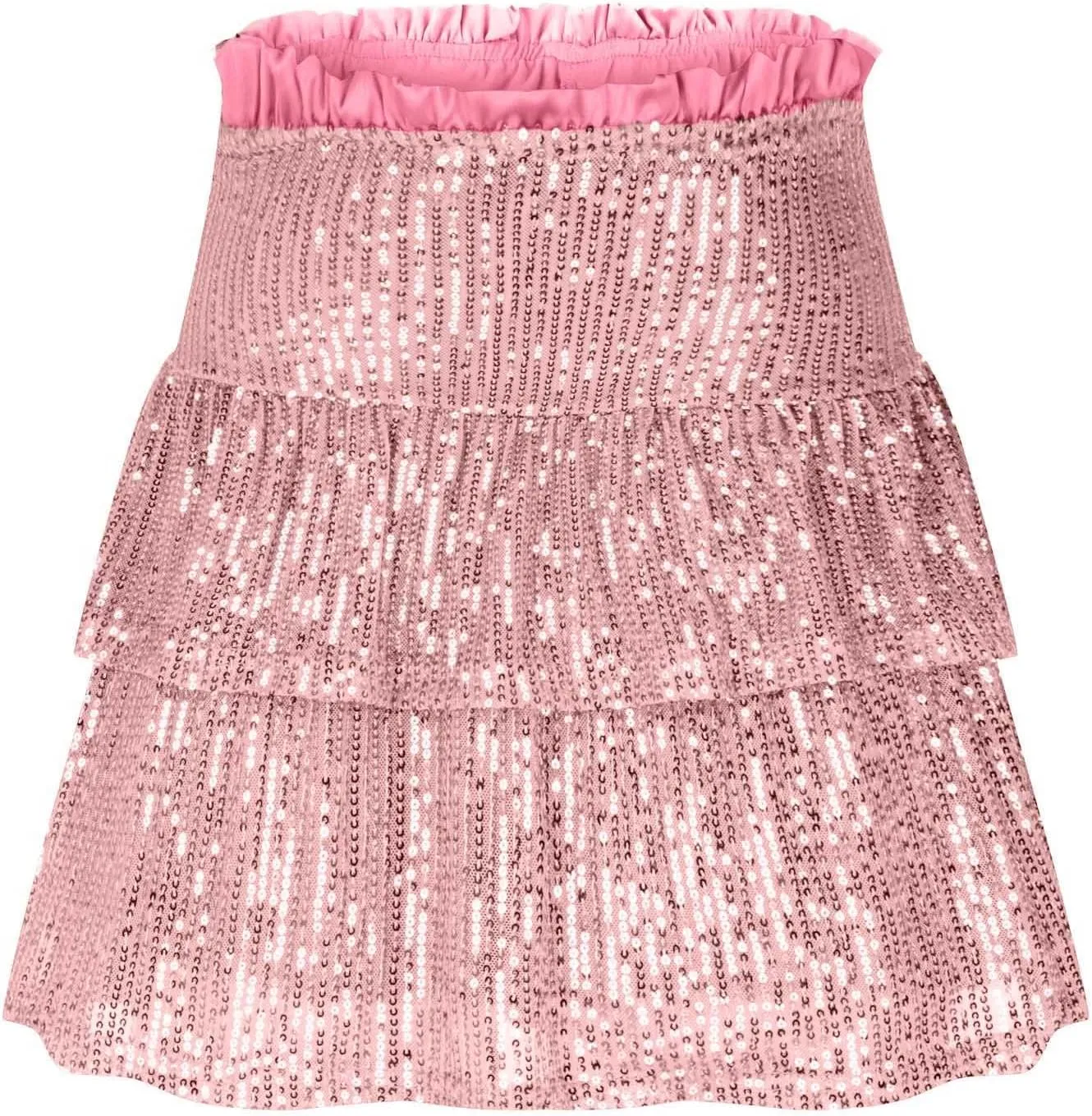Sequin Skirt Women Glitter Mini Skirts Sparkle Short Skirt High Waist Ruffle Skirts Shiny Flowy Skirt Pleated Skirts