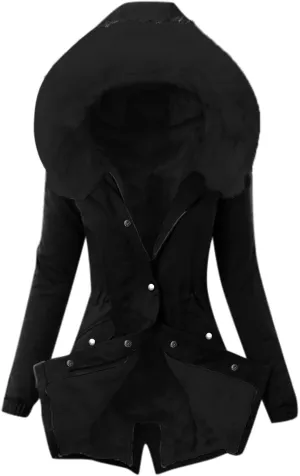 SERYU Women Parka Coat Faux Fur Hooded Thicken Warm Outwear Fleece Lined Downs Puffer Jacket
