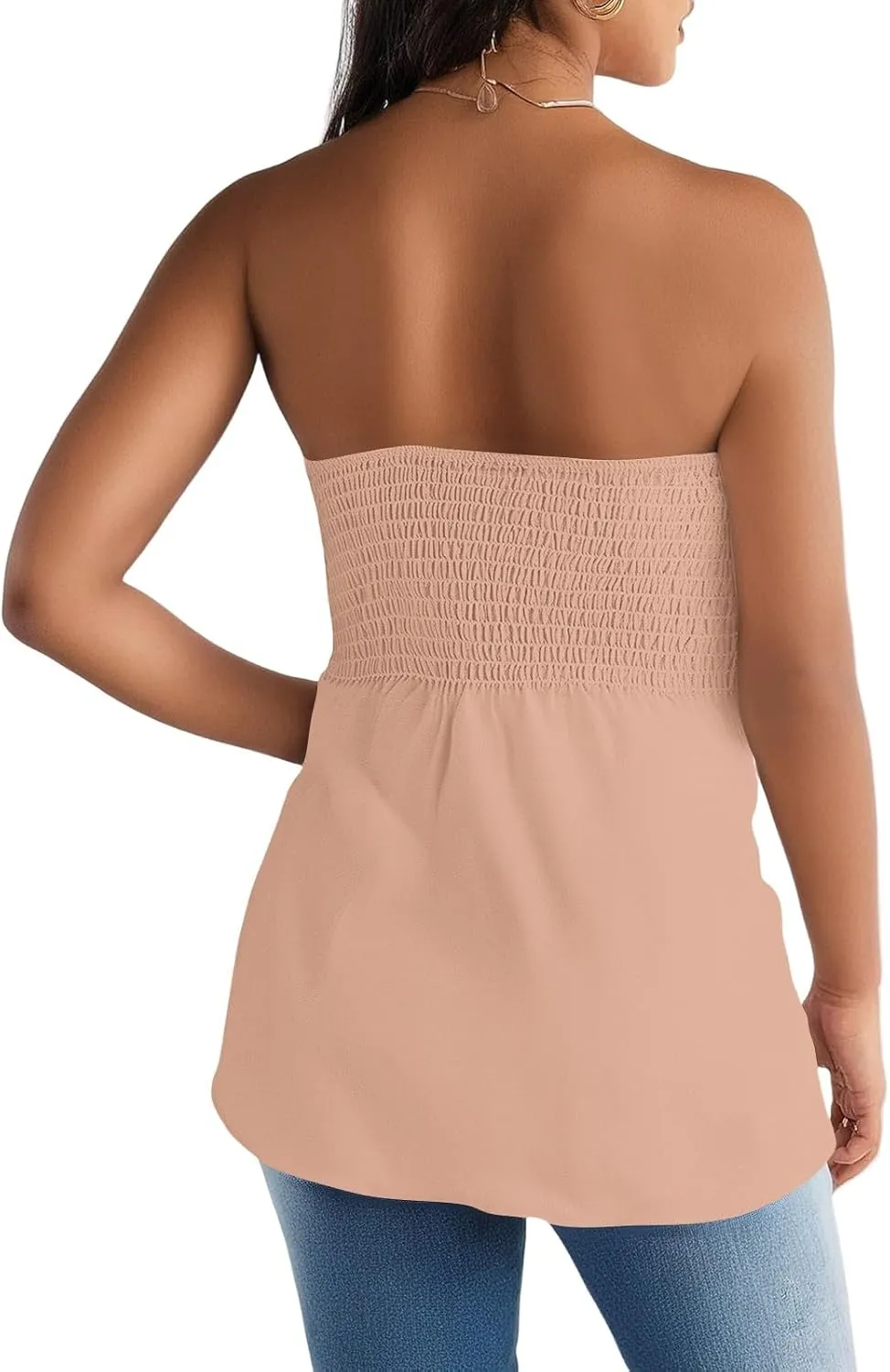 Sexy Tank Tops for Women Summer Strapless Tube Top Flare Hem Bandeau Backless Funny Shirts Holiday Sleeveless Blouse