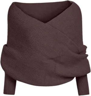 Shawl Wraps for Women Knitted Cable Wrap Sweater for Women Knitted Double Sleeve Scarf Hollow Out Crochet Shrugs