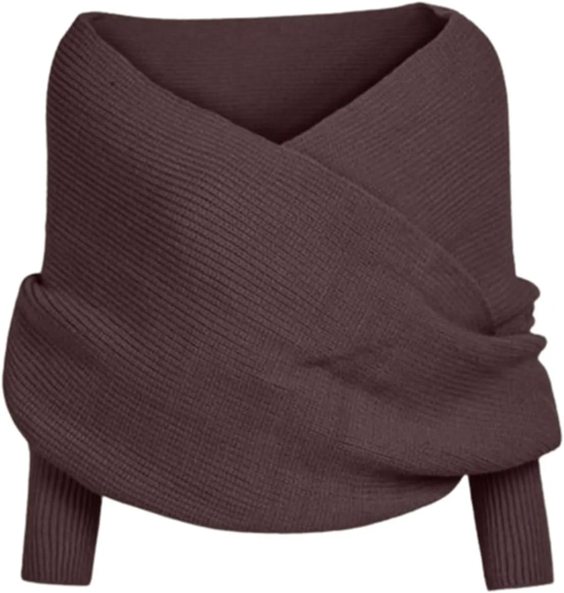 Shawl Wraps for Women Knitted Cable Wrap Sweater for Women Knitted Double Sleeve Scarf Hollow Out Crochet Shrugs