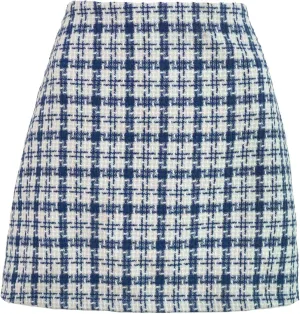 Short Skirts for Women Trendy Plaid Slim Fit Stretchy High Elastic Waist Workout Pencil Skirts for Going Out Clothes