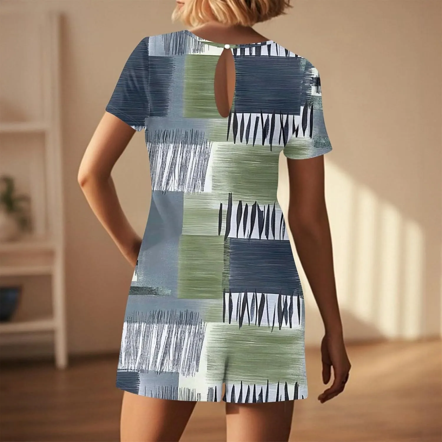 Short Sleeve Summer Rompers 2025 For Women, Shorts Sexy Square Neck Ruffle Curved Jumpsuits Pleated Going Out Overalls