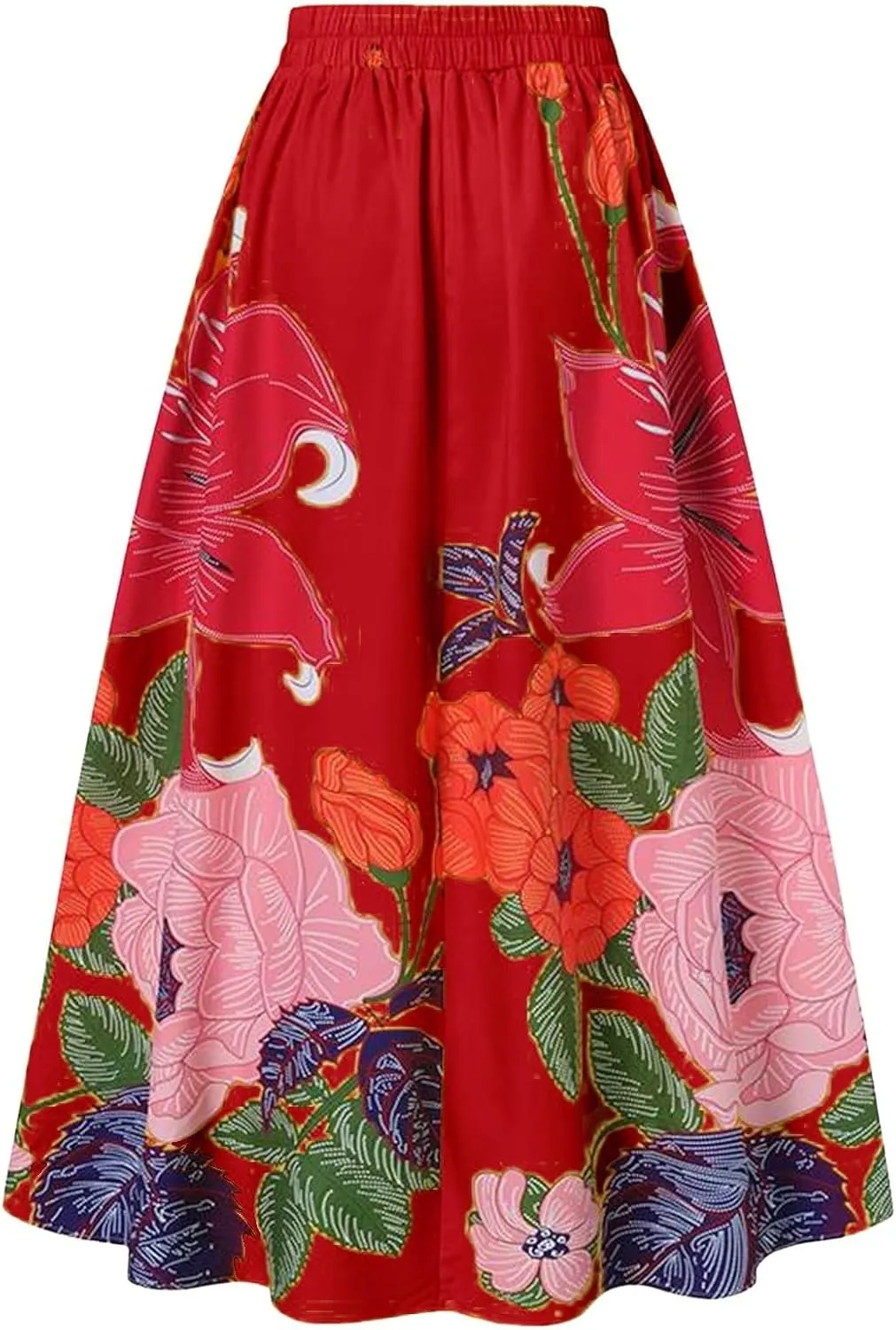 Skirts for Women Women Summer High Waisted Floral Printed Long Skirts Boho Flowy A Line Maxi Skirt with Pockets