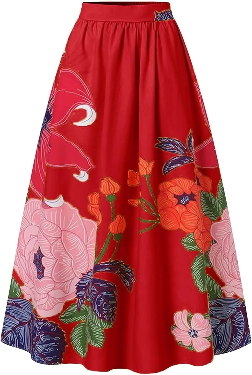 Skirts for Women Women Summer High Waisted Floral Printed Long Skirts Boho Flowy A Line Maxi Skirt with Pockets