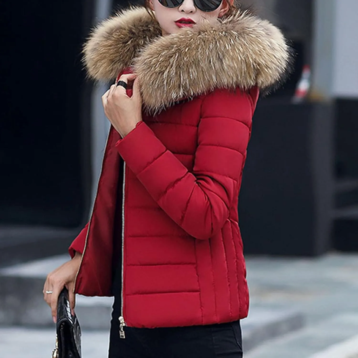 Stand Collar Long Sleeve Overcoat Slim Casual Thicker Fashion Women'S Coat Long Sleeve Zipper Short Down Coat De