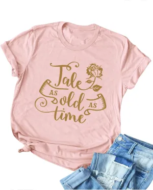 STYLEIE Women Tale As Old As Time Tee Tops Letter Print Graphic Tees Vintage Tanks Tops