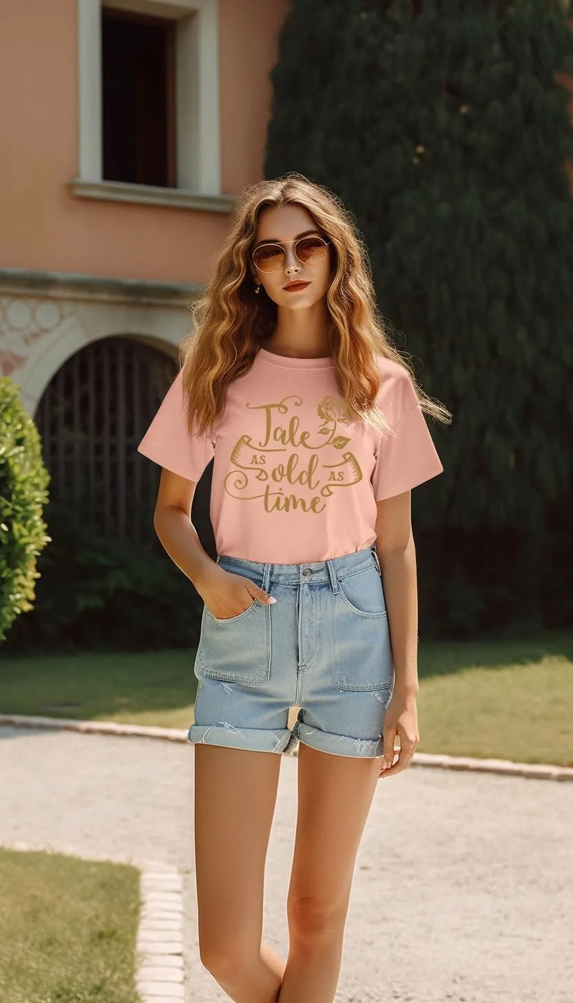STYLEIE Women Tale As Old As Time Tee Tops Letter Print Graphic Tees Vintage Tanks Tops