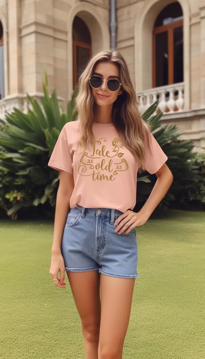 STYLEIE Women Tale As Old As Time Tee Tops Letter Print Graphic Tees Vintage Tanks Tops