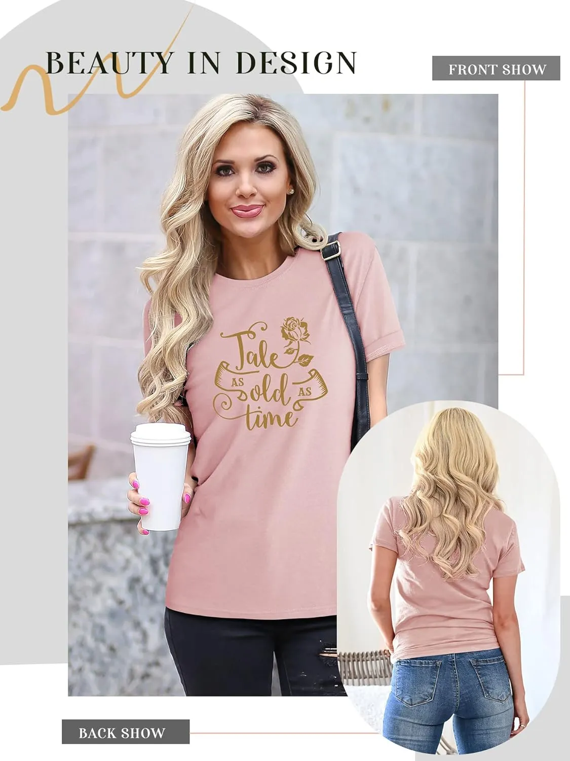 STYLEIE Women Tale As Old As Time Tee Tops Letter Print Graphic Tees Vintage Tanks Tops