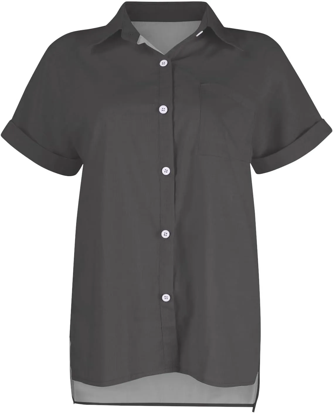 Summer Cute Tops Trendy Button Down Shirts for Women Linen Short Sleeve Tops V Neck Floral Print Active Blouses Spring