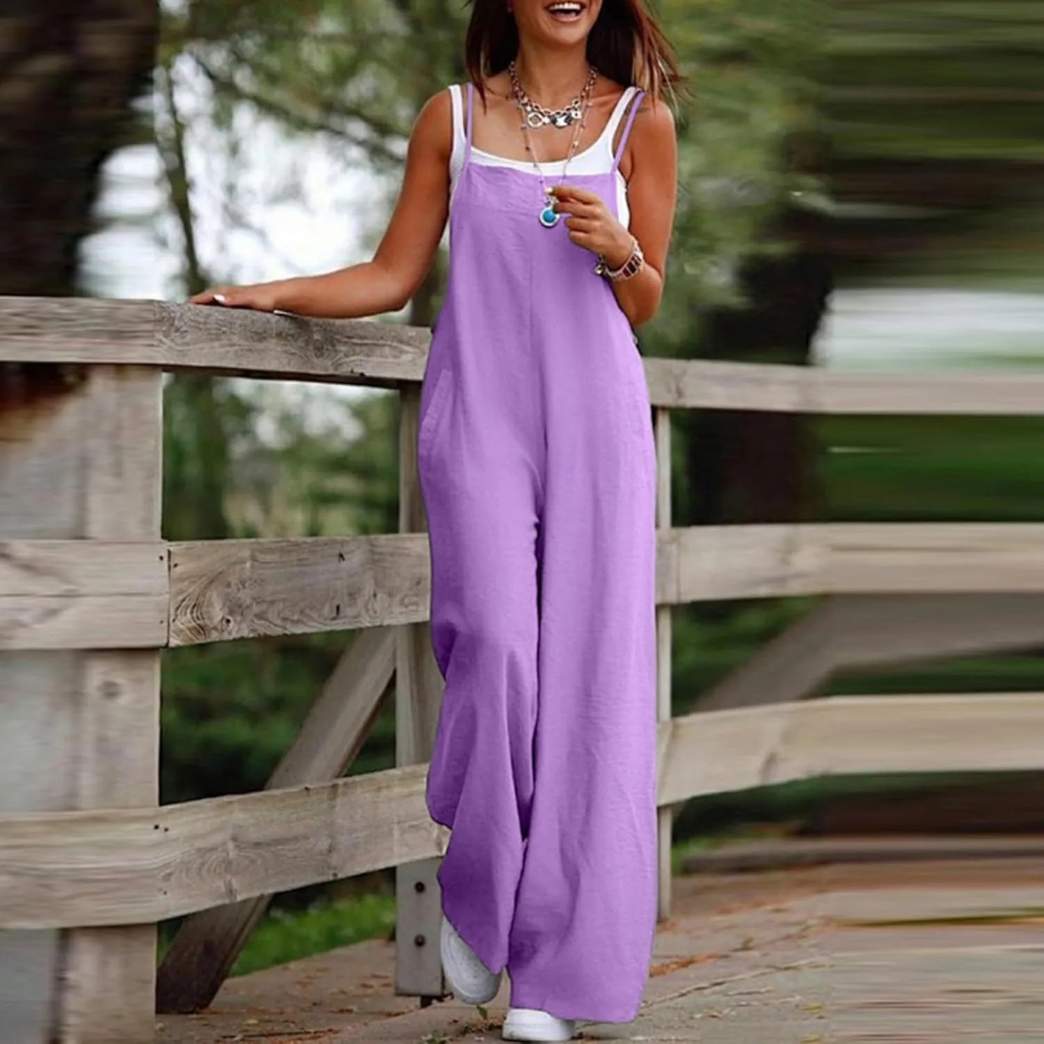 Summer Jumpsuits for Women 2025 Linen Maternity Jumpsuit Sleeveless Spaghetti Straps Wide Leg Jumpsuits with Pockets