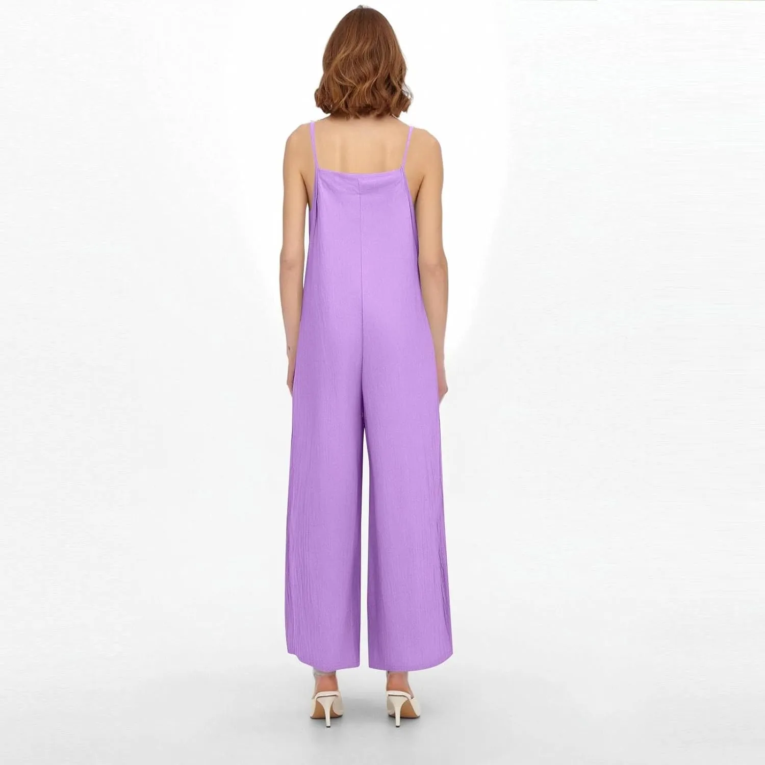 Summer Jumpsuits for Women 2025 Linen Maternity Jumpsuit Sleeveless Spaghetti Straps Wide Leg Jumpsuits with Pockets