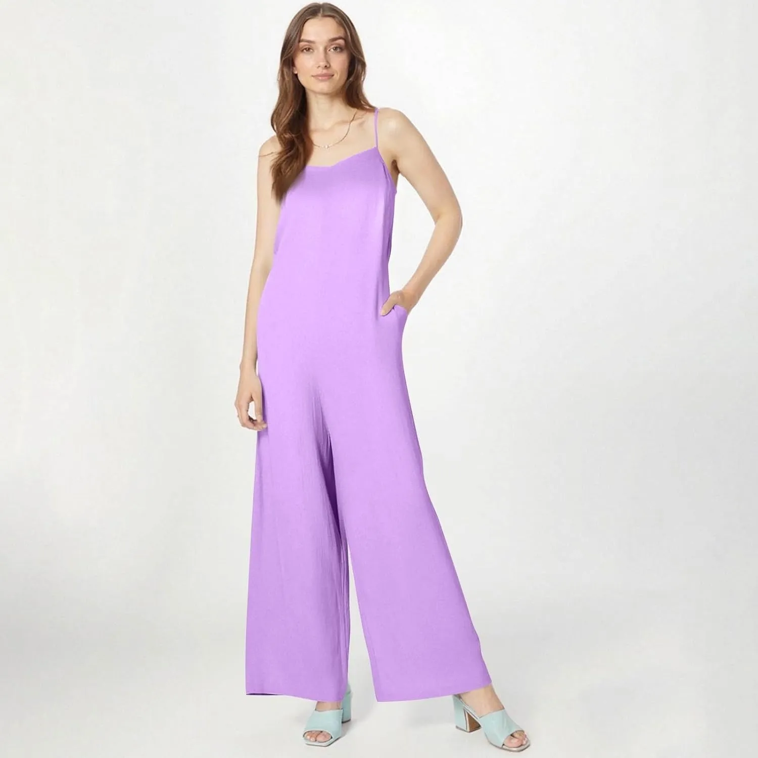 Summer Jumpsuits for Women 2025 Linen Maternity Jumpsuit Sleeveless Spaghetti Straps Wide Leg Jumpsuits with Pockets