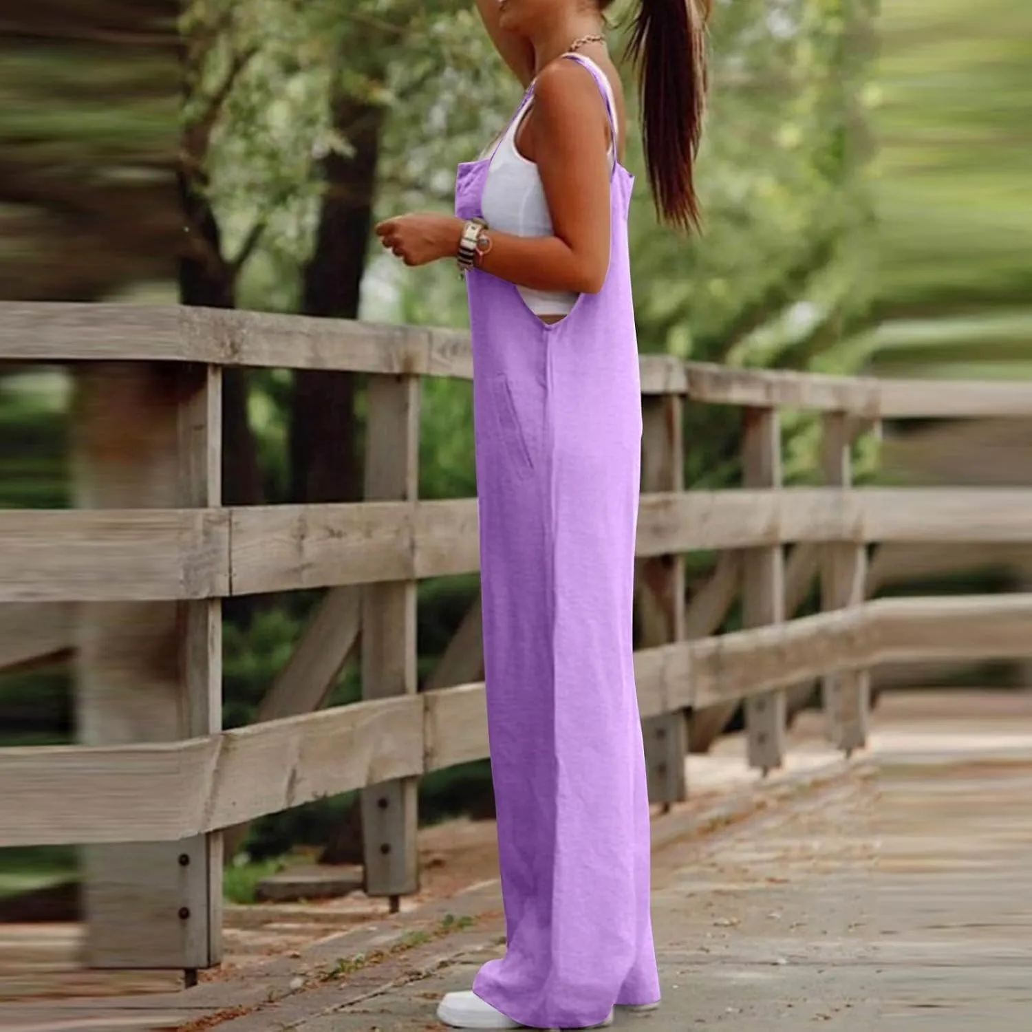 Summer Jumpsuits for Women 2025 Linen Maternity Jumpsuit Sleeveless Spaghetti Straps Wide Leg Jumpsuits with Pockets