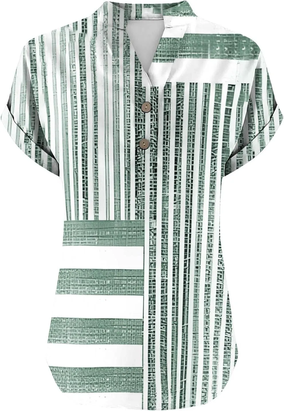 Summer Linen Shirts for Women V Neck Button Down Shirt Casual Loose Fit Tops Floral Print Short Sleeve Blouses 2025
