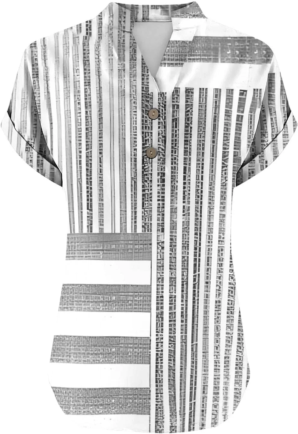 Summer Linen Shirts for Women V Neck Button Down Shirt Casual Loose Fit Tops Floral Print Short Sleeve Blouses 2025