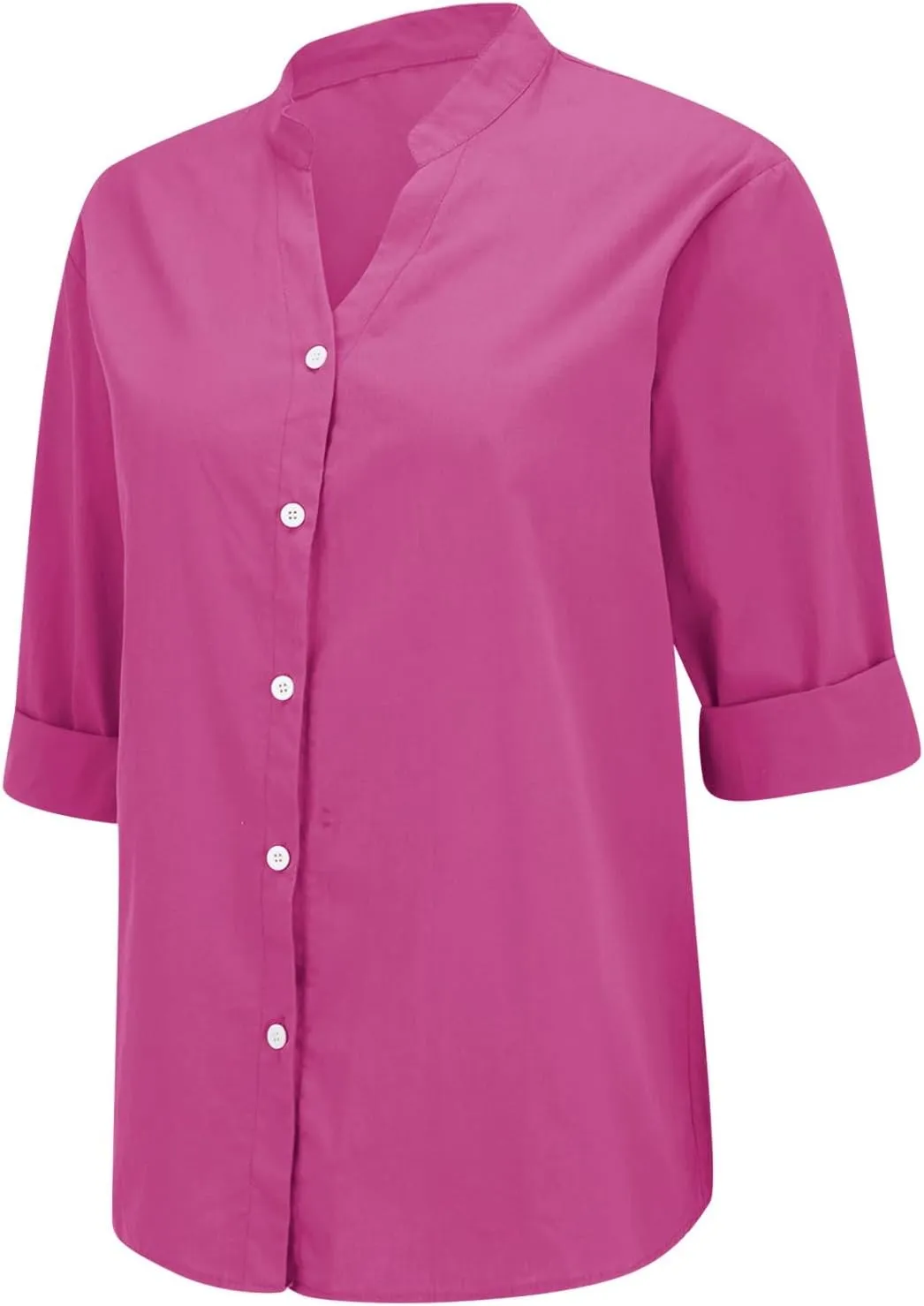 Summer Linen Tops for Women 2025 Trendy Plus Size Button Down Cotton Shirt Short Sleeve V Neck Boho Clothes Outfits