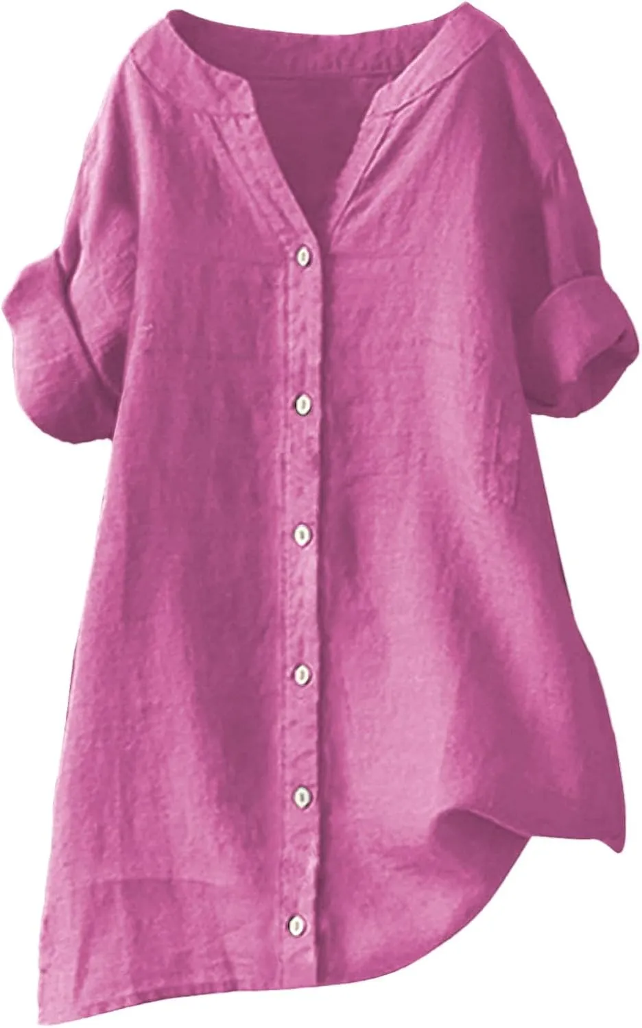 Summer Linen Tops for Women 2025 Trendy Plus Size Button Down Cotton Shirt Short Sleeve V Neck Boho Clothes Outfits