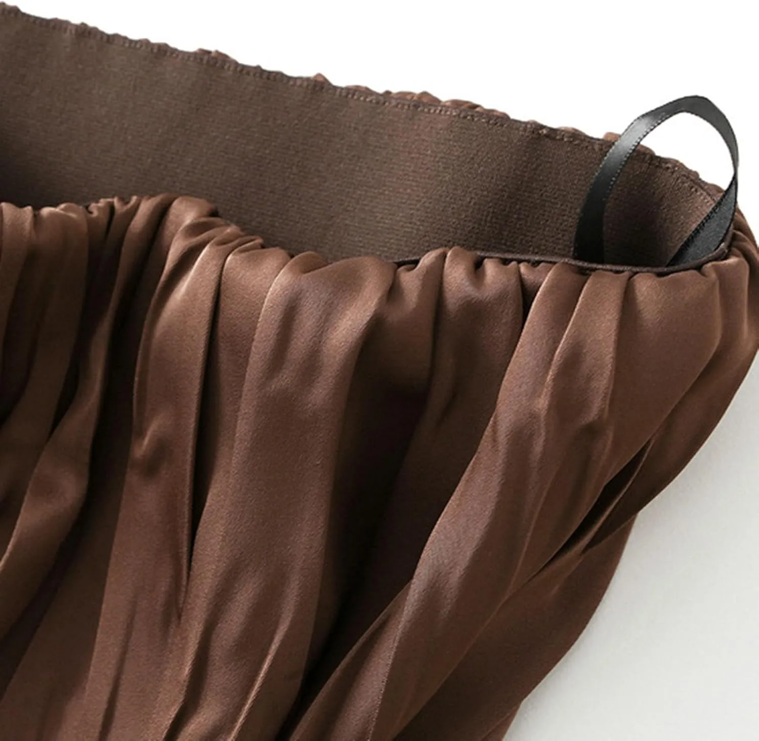 Summer Pleated Midi Skirts for Women Casual High Waisted Solid Color Flowy A Line Swing Long Skirt