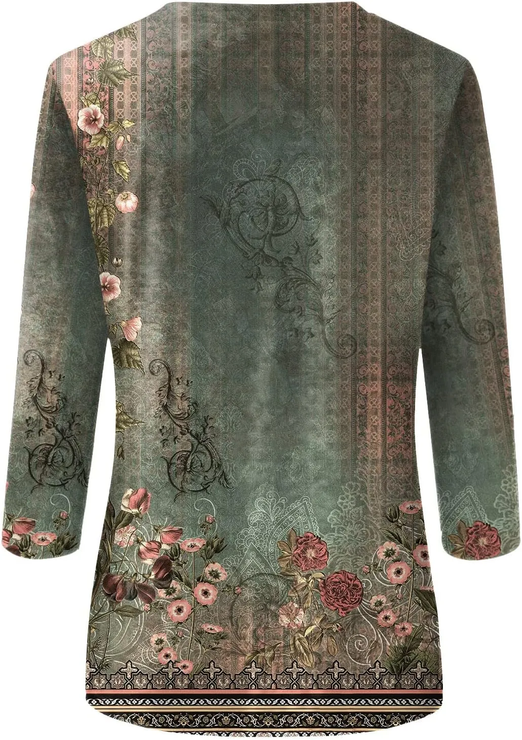 Summer Shirts for Women 3/4 Length Sleeve Crewneck Tops Trendy Loose Casual Printed Three Quarter Cute Blouse