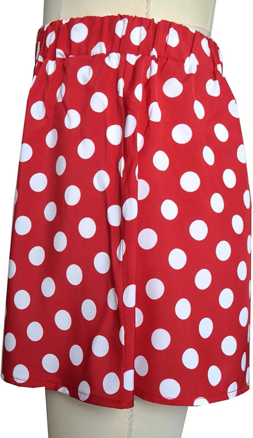 Summer Skirt for Women 2025 Trendy High Elastic Waist A-Line Pleated Casual Vintage Polka Dot Maxi Skirt Streetwear