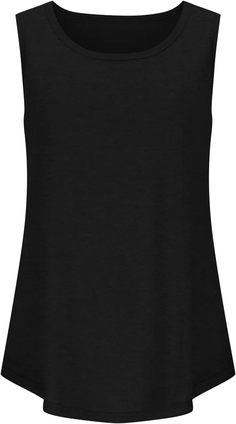 Summer Tank Top for Women Sleeveless Cotton Tee Shirts Loose Crew Neck Casual Shirt Oversized Workout Tank Top 2025