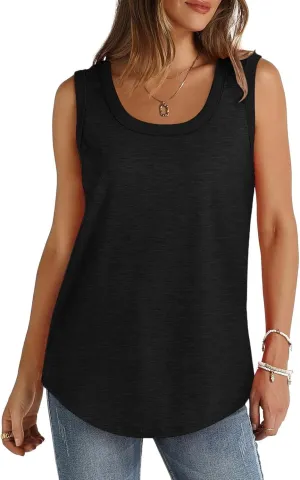 Summer Tank Top for Women Sleeveless Cotton Tee Shirts Loose Crew Neck Casual Shirt Oversized Workout Tank Top 2025