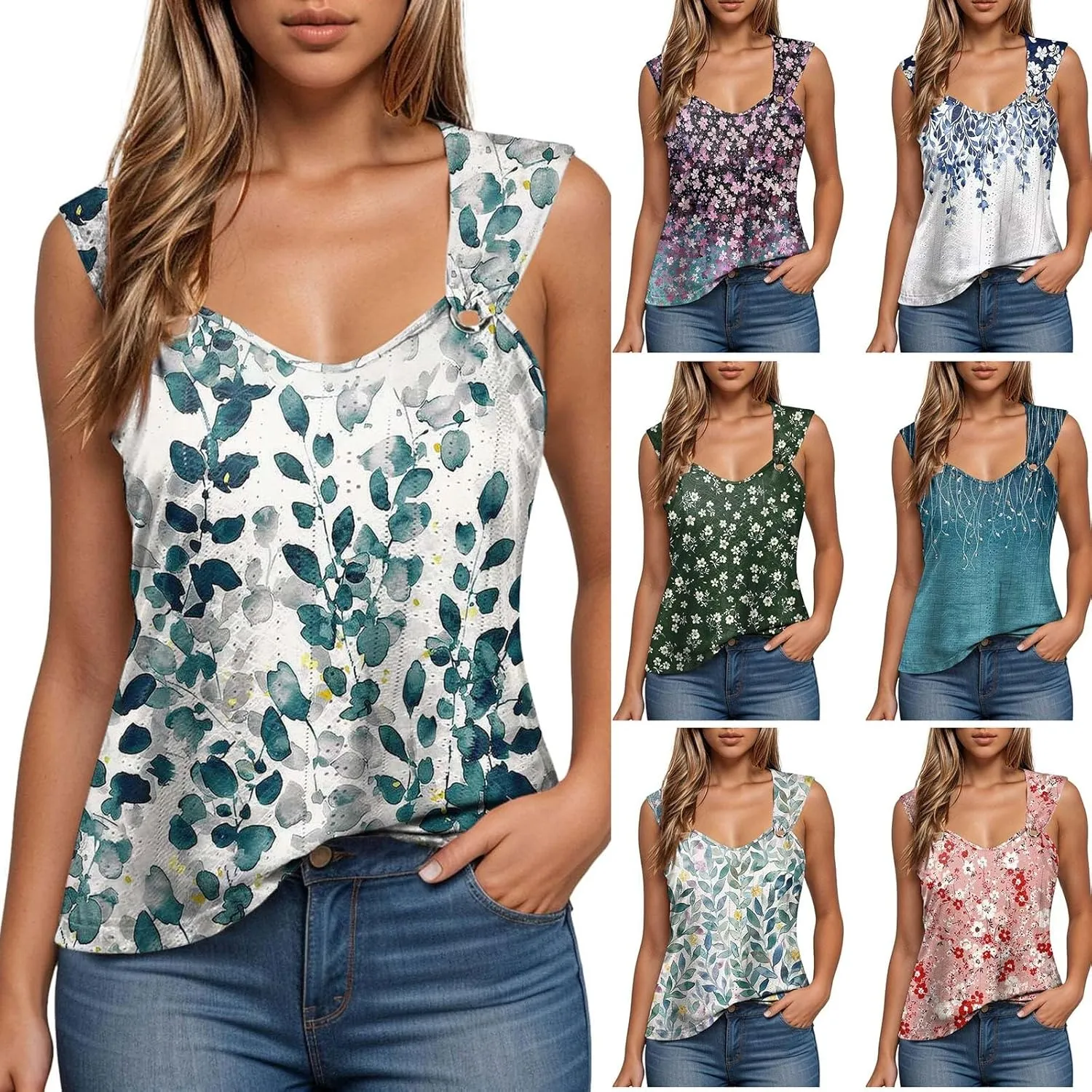 Summer Tank Tops for Women 2025 Loose Fit Casual Spaghetti Strap Trendy Spring Cute Lace Sleeveless T Shirts
