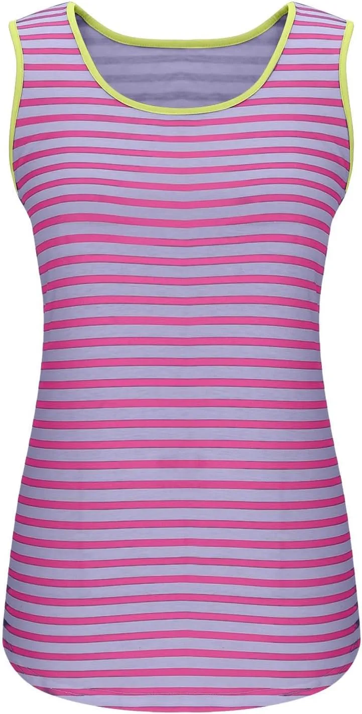 Summer Tank Tops for Women 2025 Striped Tank Top Sleeveless Scoop Neck Loose Fit Color Block Tops Fashion Clothes