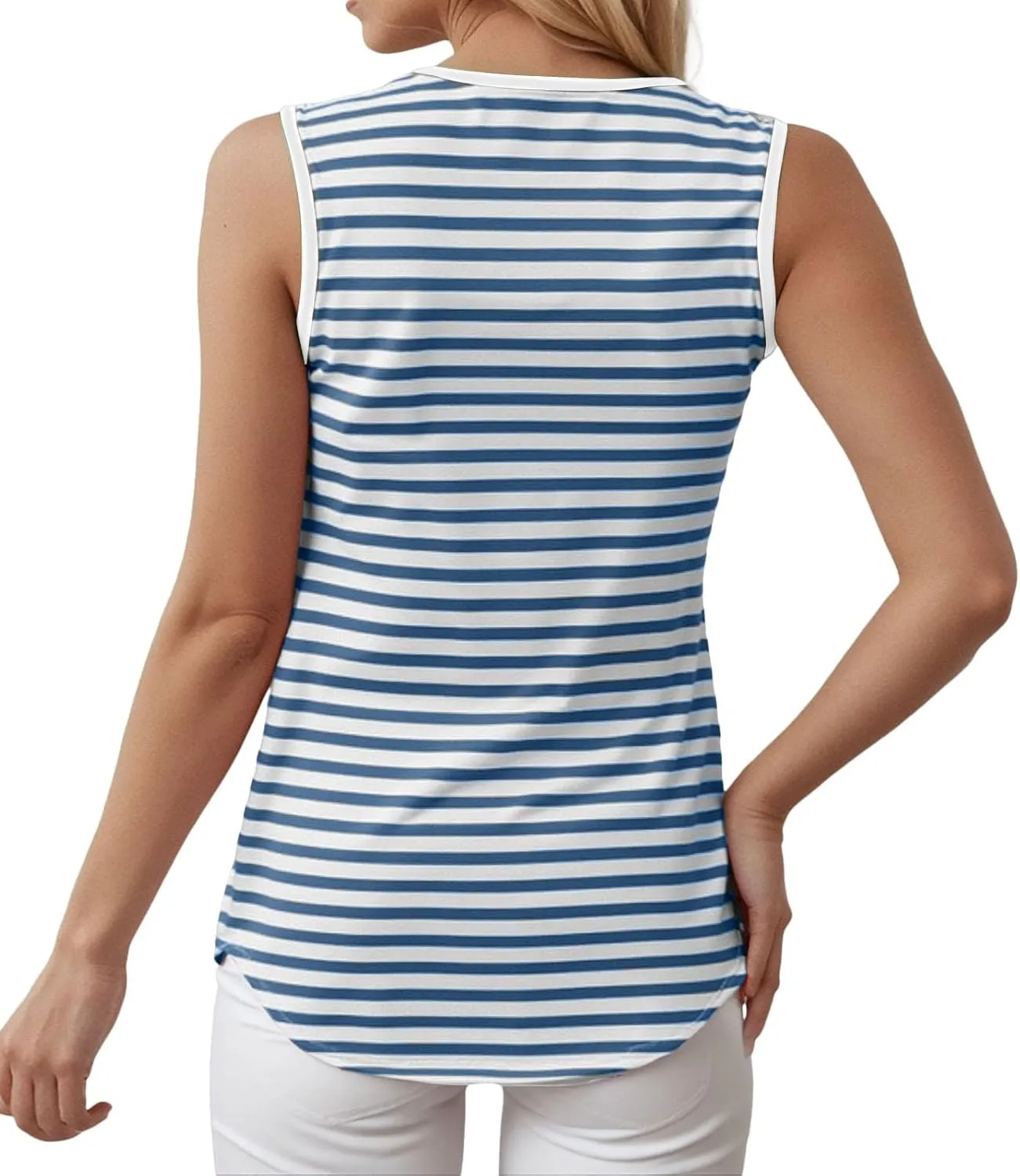 Summer Tank Tops for Women 2025 Striped Tank Top Sleeveless Scoop Neck Loose Fit Color Block Tops Fashion Clothes