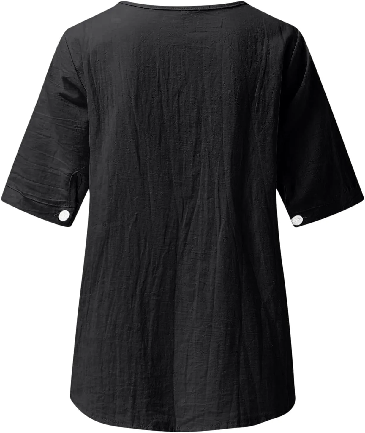 Summer Tops for Women 2025 Casual 3/4 Sleeve Button Down Cotton Linen Shirts Boho Trendy V-Neck Tunic Blouses Clothes