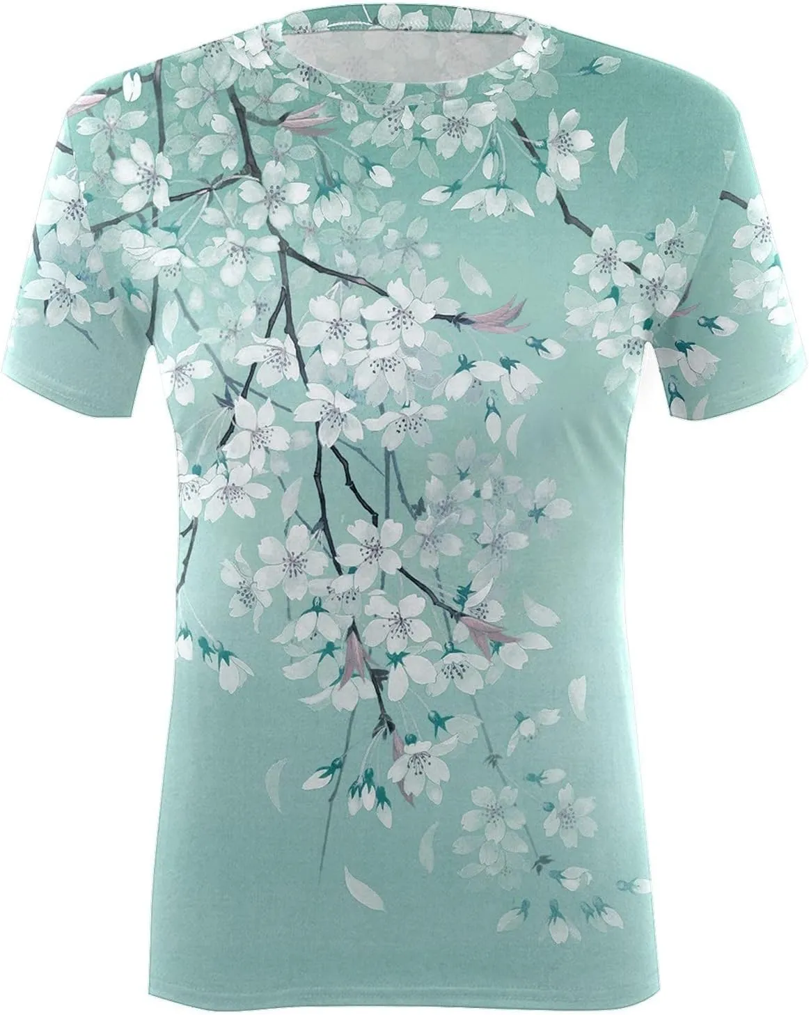 Summer Tops for Women 2025 Cute Floral Graphic Tee Shirt Dressy Round Neck Short Sleeve Tunic Pullover Petite Ladies Blouses