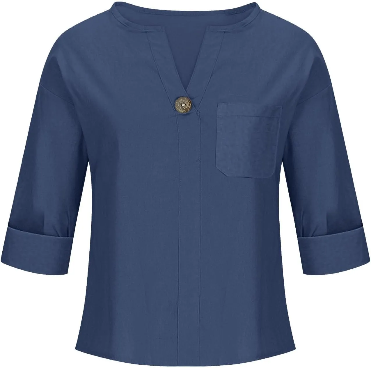 Summer Tops for Women 2025 Short Sleeve Cotton Linen Tops Button Down V Neck T Shirt Casual Loose Fit Tunic Top Blouse