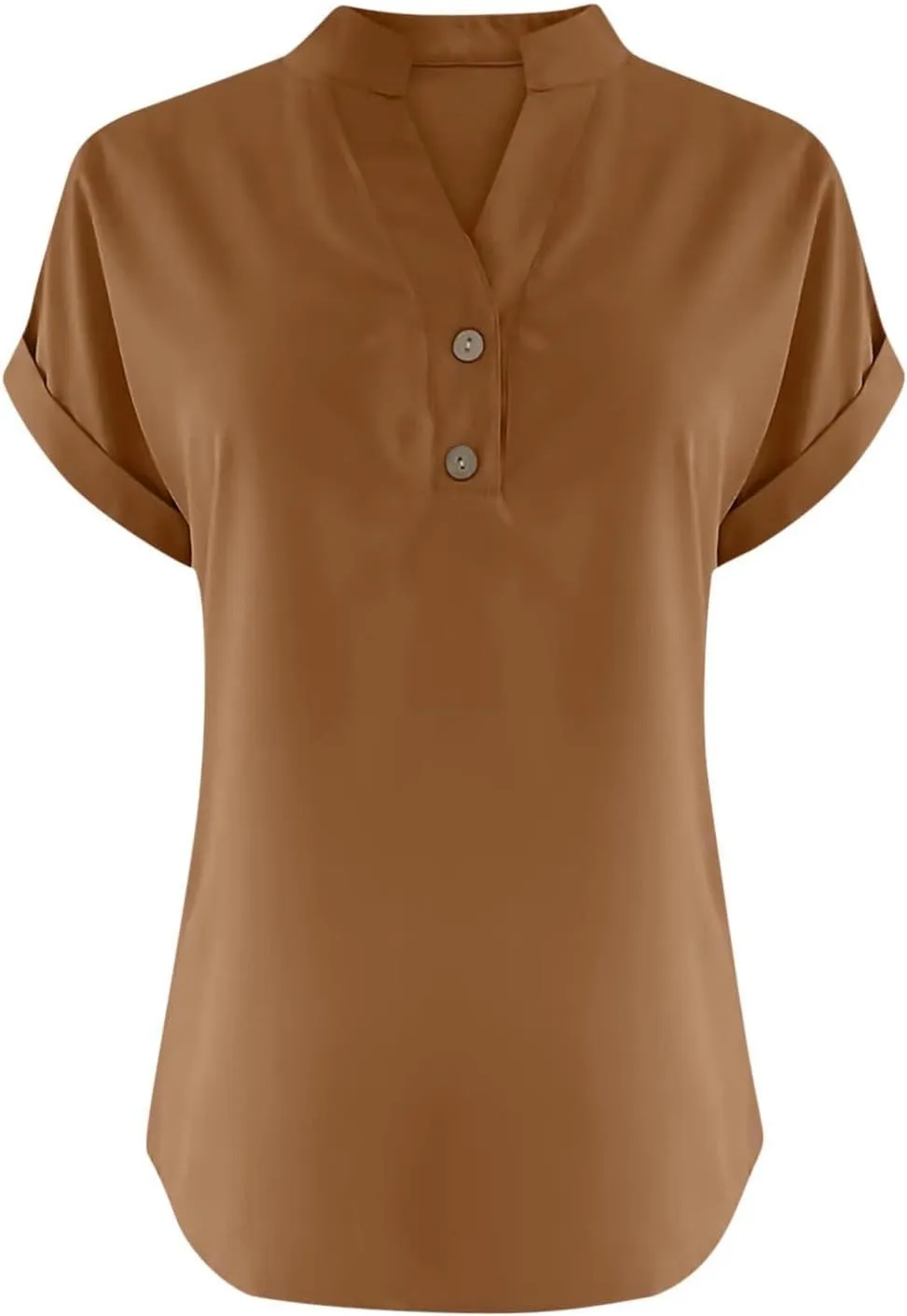 Summer Tops for Women Tunic V Neck Shirt Casual Button T Shirts 2025 Trendy Short Sleeve Cotton Linen Blouses Tees