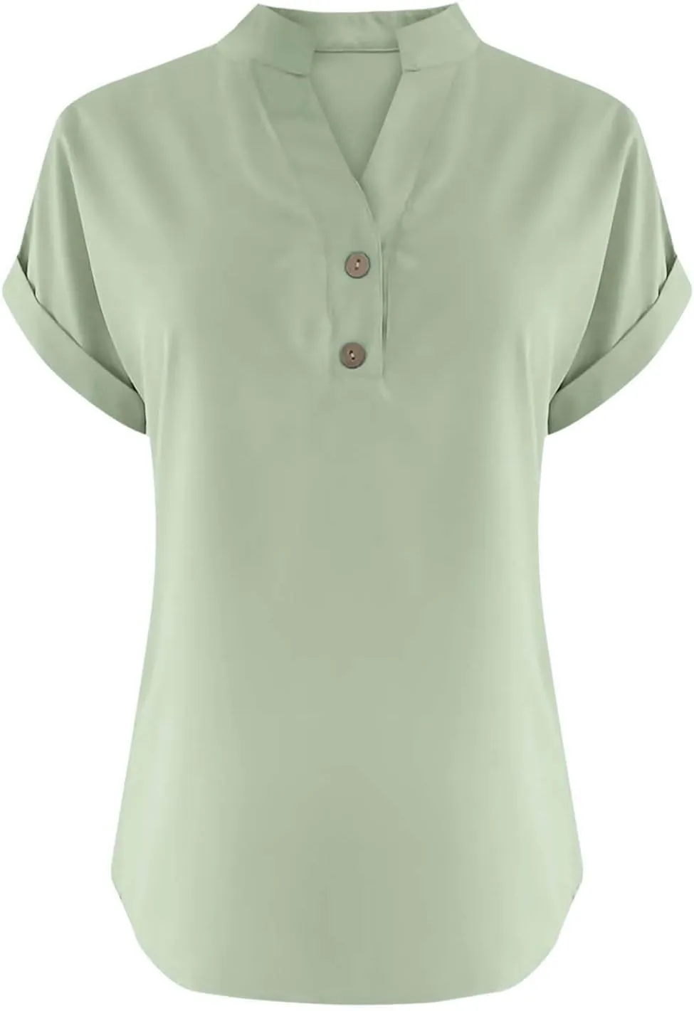 Summer Tops for Women Tunic V Neck Shirt Casual Button T Shirts 2025 Trendy Short Sleeve Cotton Linen Blouses Tees