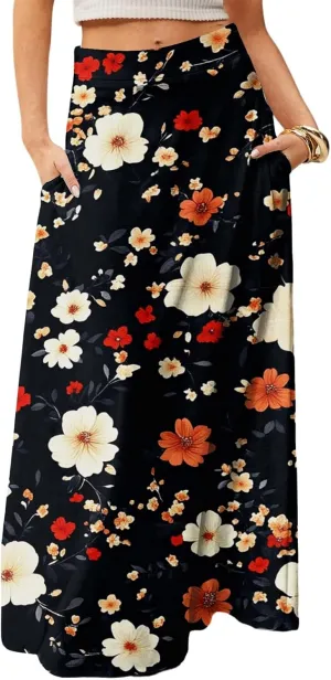 Summer Women's Skirts, Casual Vacation Elegantes Maxi Trendy Womens Skirts
