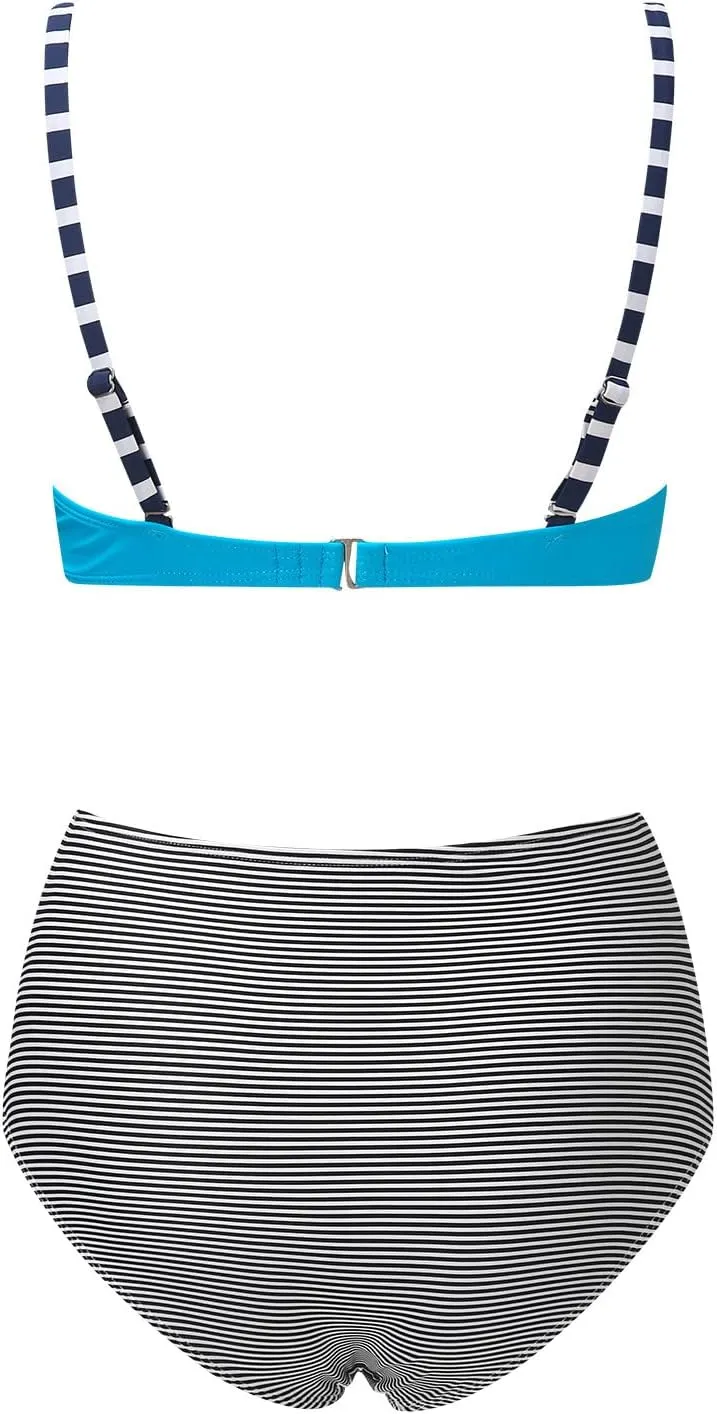 Swimsuit Halter High Women Waist Print Vintage Bikini Ruched Set Two Retro Piece Swimwears Tankinis Set Yellow Dot