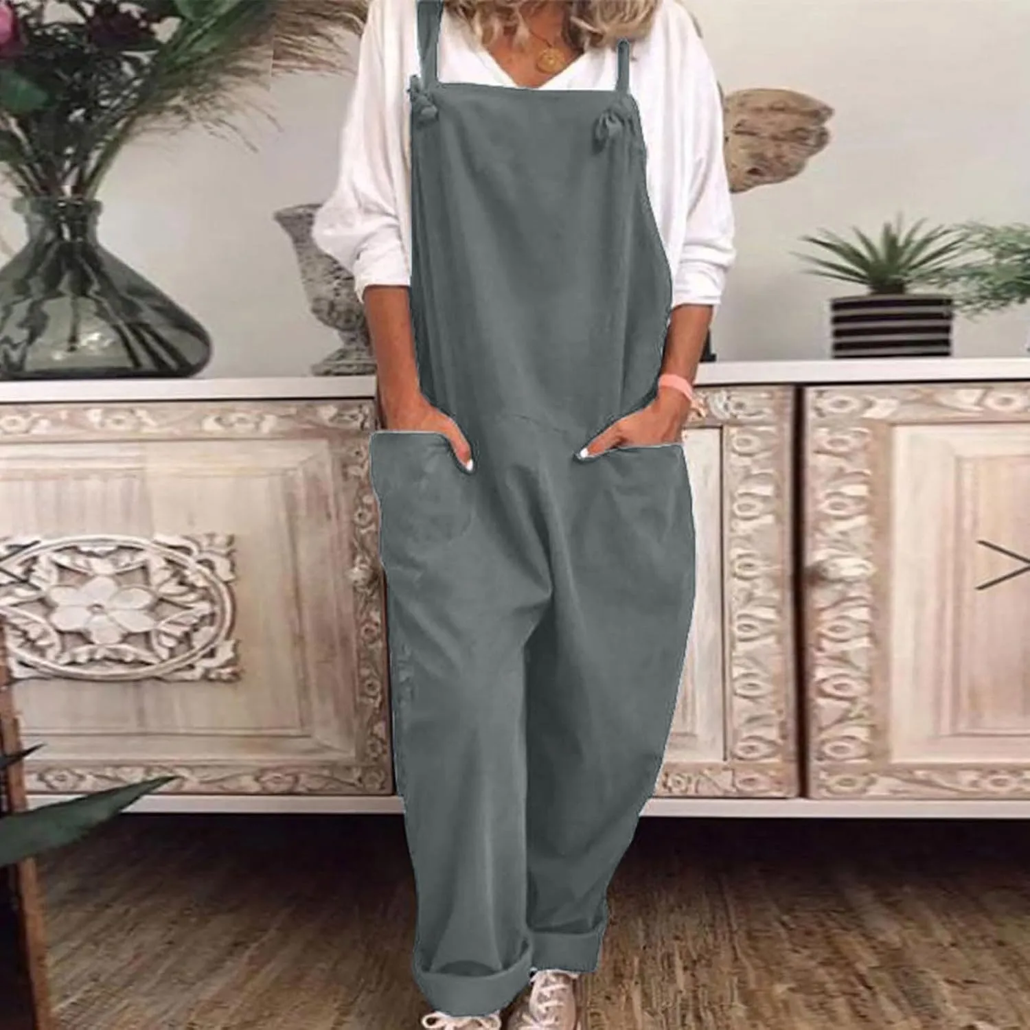 TANGNADE Women Cotton Linen Jumpsuits 2025 Casual Summer Overalls with Pocket Baggy Loose Maternity Romper Outfits