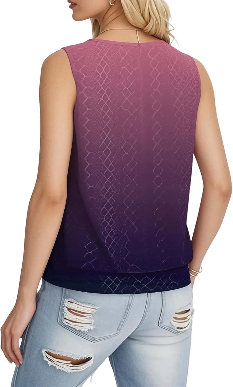Tank Top for Women 2025 Summer Pleated Sleeveless Crewneck T Shirts Dressy Casual Beach Clothes Trendy Outfits